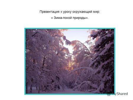 Презентация к уроку окружающий мир: « Зима-покой природы».