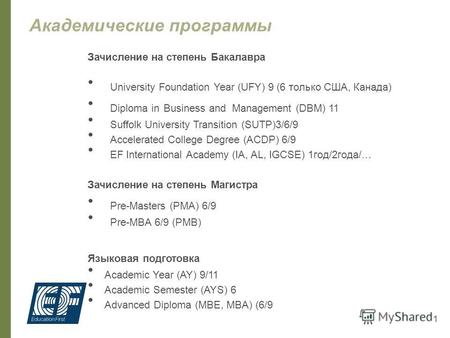 Программы предуниверситетской подготовки Поликарпова Мария Менеджер по региональному развитию 27 сентября 2012 год.