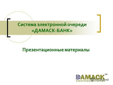 Система электронной очереди «ДАМАСК-БАНК» Презентационные материалы.