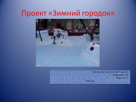 ДС 234 Проект «Зимний городок» 5 группа