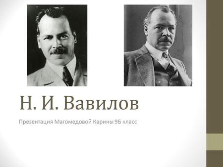 Н. И. Вавилов Презентация Магомедовой Карины 9 Б класс.