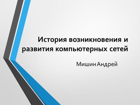 История возникновения и развития компьютерных сетей Мишин Андрей.