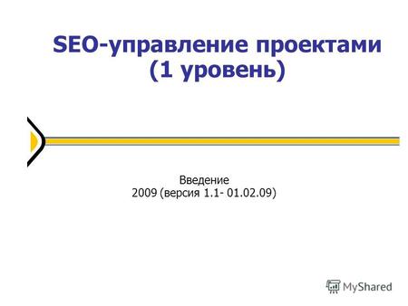 SEO-управление проектами (1 уровень) Введение 2009 (версия 1.1- 01.02.09)