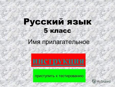 Русский язык 5 класс Имя прилагательное приступить к тестированию инструкция.