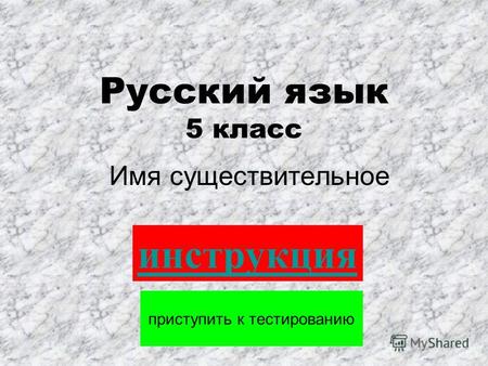 Русский язык 5 класс Имя существительное приступить к тестированию инструкция.