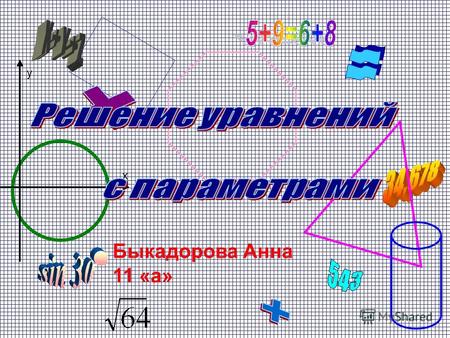 Y x Быкадорова Анна 11 «а». Самый трудный материал, с которым приходится встречаться школьникам на экзаменах, - это задания с параметрами. Актуальность.