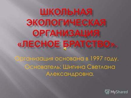 Организация основана в 1997 году. Основатель: Шигина Светлана Александровна.