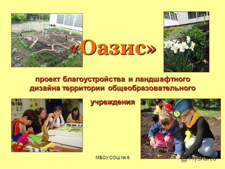 МБОУ СОШ 6 « Оазис » проект благоустройства и ландшафтного дизайна территории общеобразовательного учреждения.