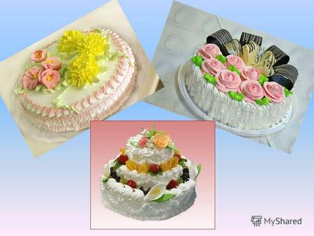 Классификация тортов в зависимости от выпеченного полуфабриката Торты массового производства Литерные торты Фигурные торты Фирменные торты.