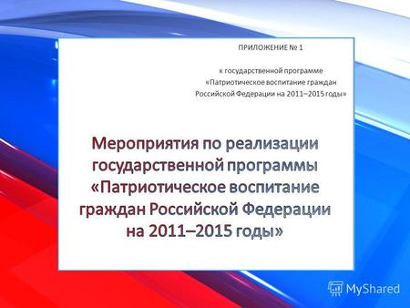 ПРИЛОЖЕНИЕ 1 к государственной программе «Патриотическое воспитание граждан Российской Федерации на 2011–2015 годы»