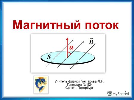 1 Магнитный поток Учитель физики Гончарова Л.Н. Гимназия 524 Санкт - Петербург.