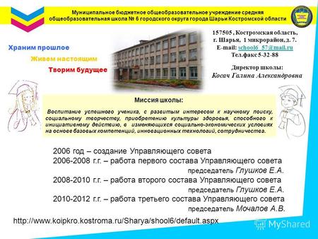 1 Муниципальное бюджетное общеобразовательное учреждение средняя общеобразовательная школа 6 городского округа города Шарьи Костромской области Храним.