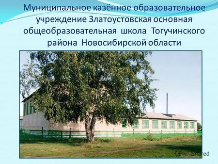 Муниципальное казённое образовательное учреждение Златоустовская основная общеобразовательная школа Тогучинского района Новосибирской области.