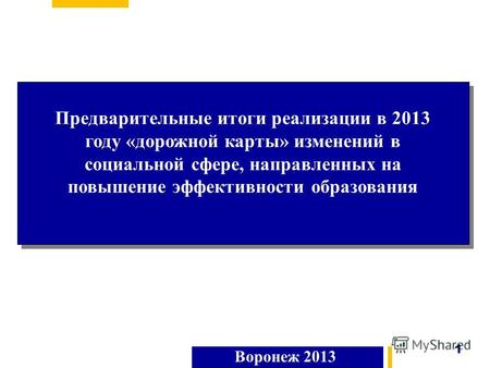 Предварительные итоги реализации в 2013 году «дорожной карты» изменений в социальной сфере, направленных на повышение эффективности образования Воронеж.
