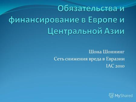 Шона Шоннинг Сеть снижения вреда в Евразии IAC 2010.