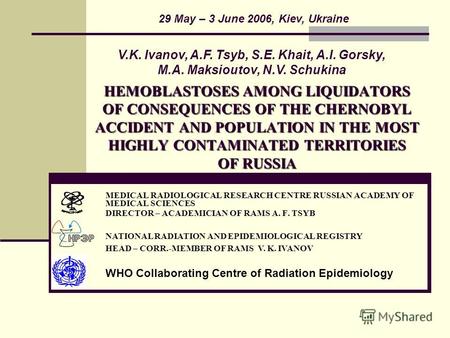 HEMOBLASTOSES AMONG LIQUIDATORS OF CONSEQUENCES OF THE CHERNOBYL ACCIDENT AND POPULATION IN THE MOST HIGHLY CONTAMINATED TERRITORIES OF RUSSIA MEDICAL.