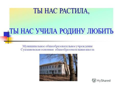 Муниципальное общеобразовательное учреждение Сукмановская основная общеобразовательная школа.