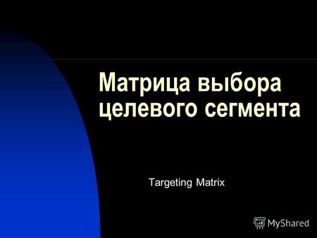 Матрица выбора целевого сегмента Targeting Matrix.