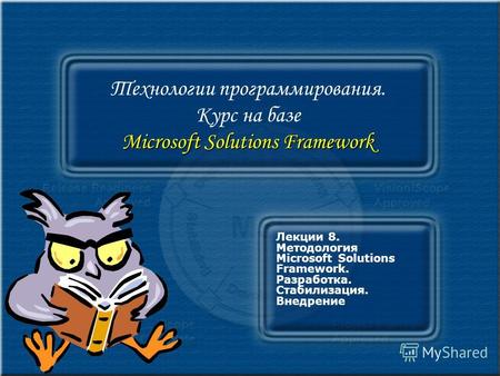 Microsoft Solutions Framework Технологии программирования. Курс на базе Microsoft Solutions Framework Лекции 8. Методология Microsoft Solutions Framework.