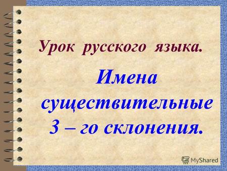Урок русского языка. Имена существительные 3 – го склонения.
