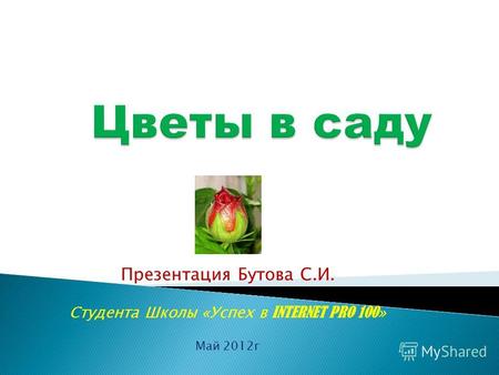 Презентация Бутова С.И. Студента Школы «Успех в INTERNET PRO 100 » Май 2012г.