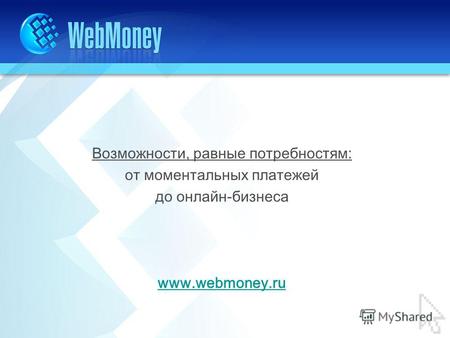 Возможности, равные потребностям: от моментальных платежей до онлайн-бизнеса www.webmoney.ru.
