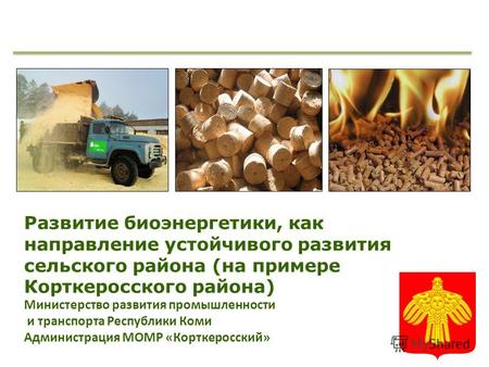 Развитие биоэнергетики, как направление устойчивого развития сельского района (на примере Корткеросского района) Министерство развития промышленности и.