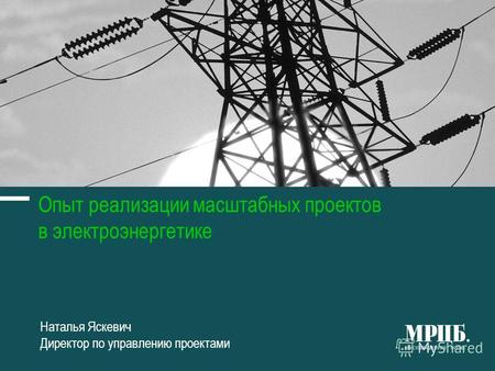 Опыт реализации масштабных проектов в электроэнергетике Наталья Яскевич Директор по управлению проектами.