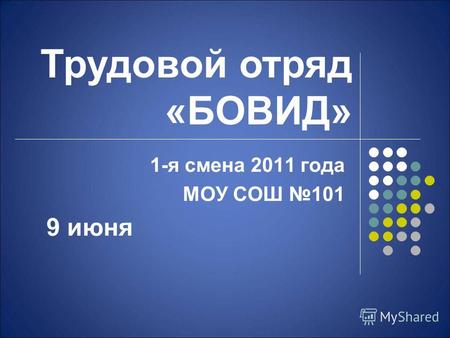 Трудовой отряд «БОВИД» 1-я смена 2011 года МОУ СОШ 101 9 июня.