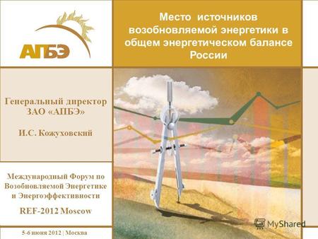 Место источников возобновляемой энергетики в общем энергетическом балансе России Международный Форум по Возобновляемой Энергетике и Энергоэффективности.
