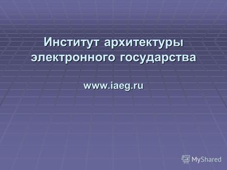 Институт архитектуры электронного государства www.iaeg.ru.