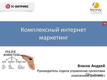 Комплексный интернет маркетинг Власов Андрей Руководитель отдела управления проектами компания «Трионикс»