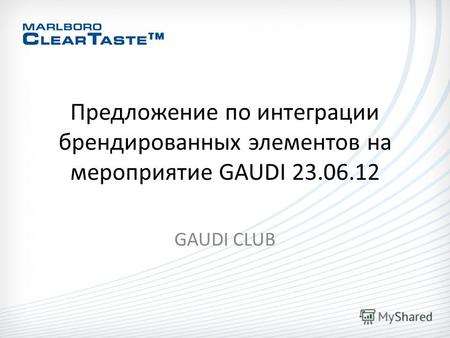 Предложение по интеграции брендированных элементов на мероприятие GAUDI 23.06.12 GAUDI CLUB.