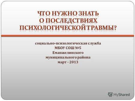 Социально - психологическая служба МБОУ СОШ 5 Еманжелинского муниципального района март - 2013.