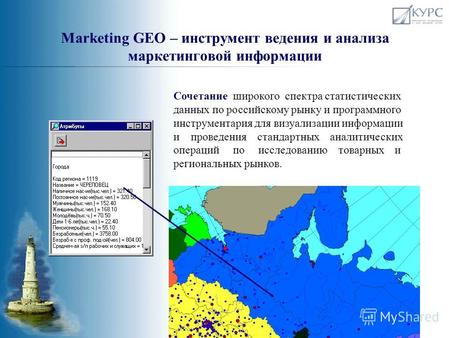 Marketing GEO – инструмент ведения и анализа маркетинговой информации Сочетание широкого спектра статистических данных по российскому рынку и программного.