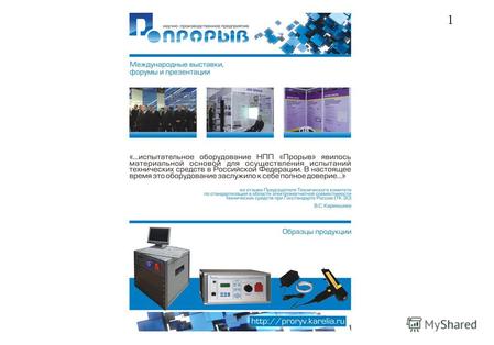 1 Проект: Информационно-технологический аспект обеспечения энергетической безопасности электроэнергетики России Директор научно-производственного предприятия.