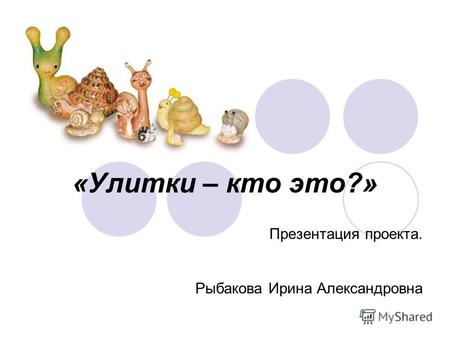 «Улитки – кто это?» Презентация проекта. Рыбакова Ирина Александровна.