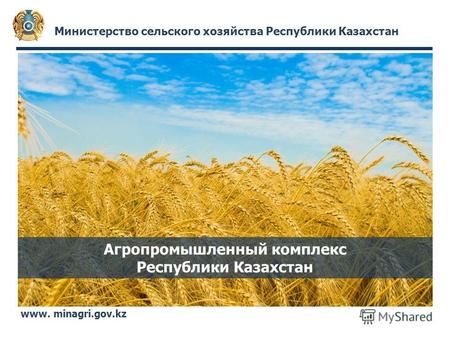 Министерство сельского хозяйства Республики Казахстан www. minagri.gov.kz Агропромышленный комплекс Республики Казахстан.
