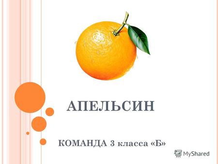 АПЕЛЬСИН КОМАНДА 3 класса «Б» АПЕЛЬСИН Мы, как дольки апельсина, Все дружны и неделимы !!!