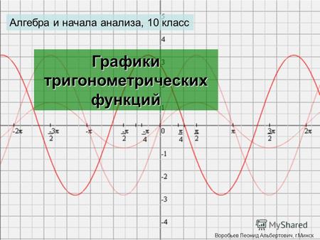 Алгебра и начала анализа, 10 класс Графики тригонометрических функций Воробьев Леонид Альбертович, г.Минск.
