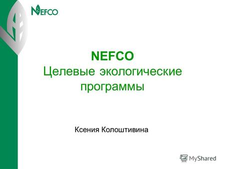 NEFCO Целевые экологические программы Ксения Колоштивина.