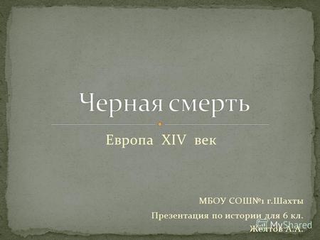 Европа XIV век МБОУ СОШ1 г.Шахты Презентация по истории для 6 кл. Желтов А.А.