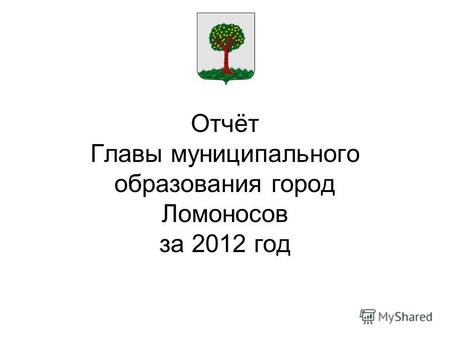Отчёт Главы муниципального образования город Ломоносов за 2012 год.