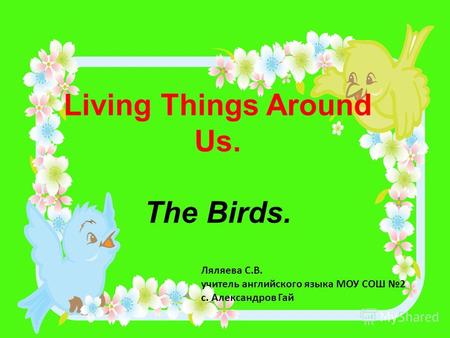 Living Things Around Us. The Birds. Ляляева С.В. учитель английского языка МОУ СОШ 2 с. Александров Гай.