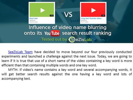 Influence of video name blurring onto its YouTube search result ranking - SeeZisLab