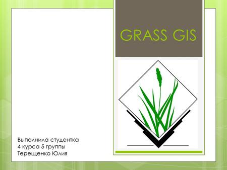 GRASS GIS Выполнила студентка 4 курса 5 группы Терещенко Юлия.