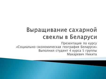 Презентация по курсу «Социально-экономическая география Беларуси» Выполнил студент 4 курса 5 группы Макаревич Никита.