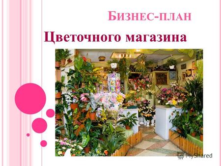 Б ИЗНЕС - ПЛАН Цветочного магазина. Цель бизнеса: - Получение прибыли и увеличение благосостояния за счет организации и развития цветочного магазина.