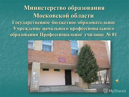 Министерство образования Московской области Государственное бюджетное образовательное Учреждение начального профессионального образования Профессиональное.