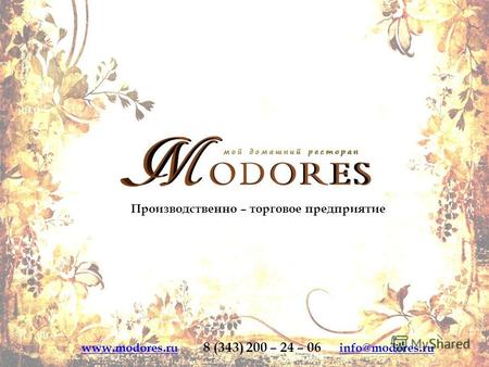 Производственно – торговое предприятие www.modores.ruwww.modores.ru 8 (343) 200 – 24 – 06 info@modores.ruinfo@modores.ru.